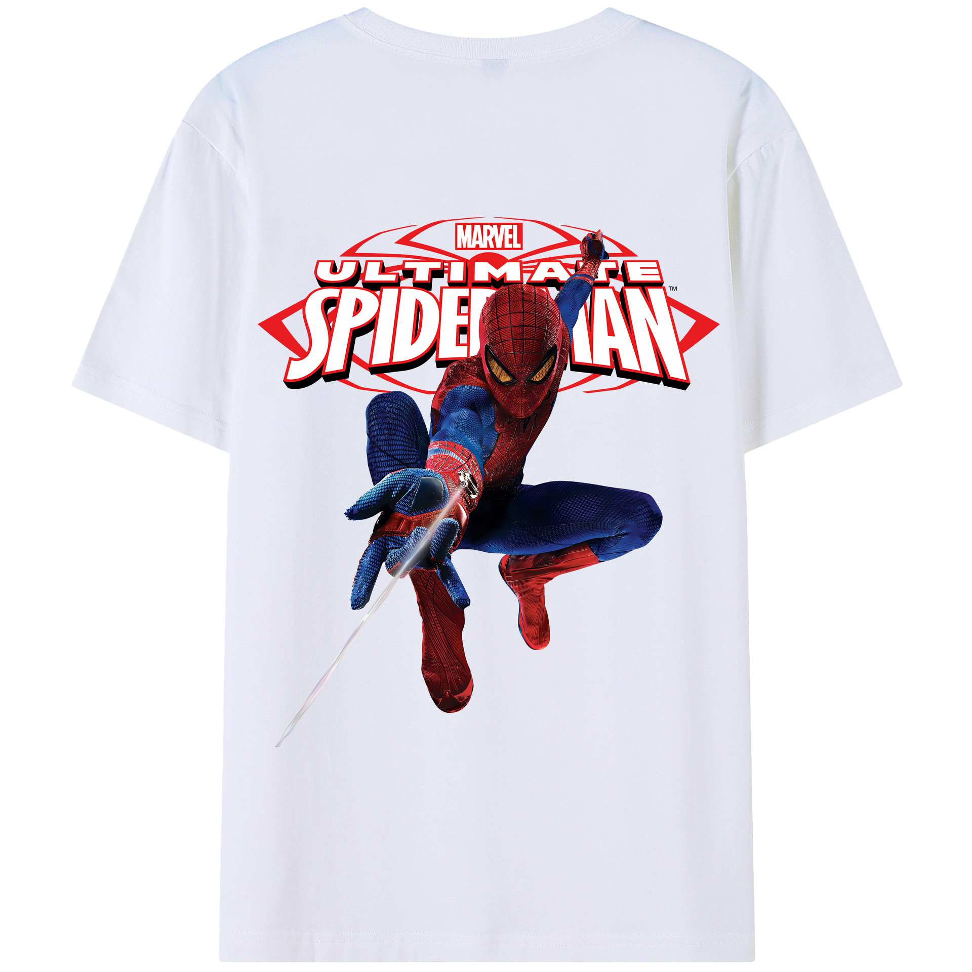 （画像用） Spider Man スパイダーマン 綿100％半袖Tシャツ（背面プリント）