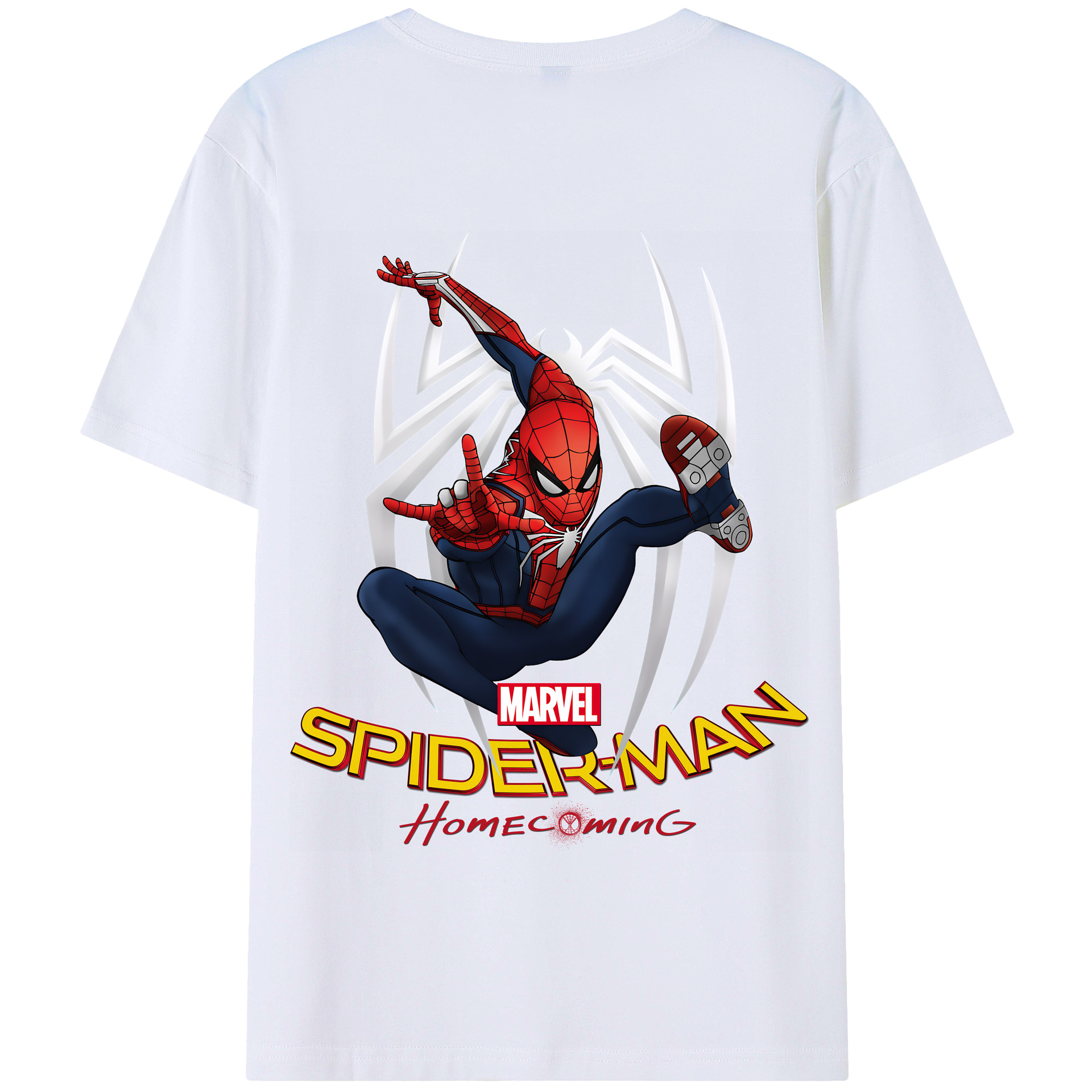 （画像用） Spider Man スパイダーマン 綿100％半袖Tシャツ（背面プリント）