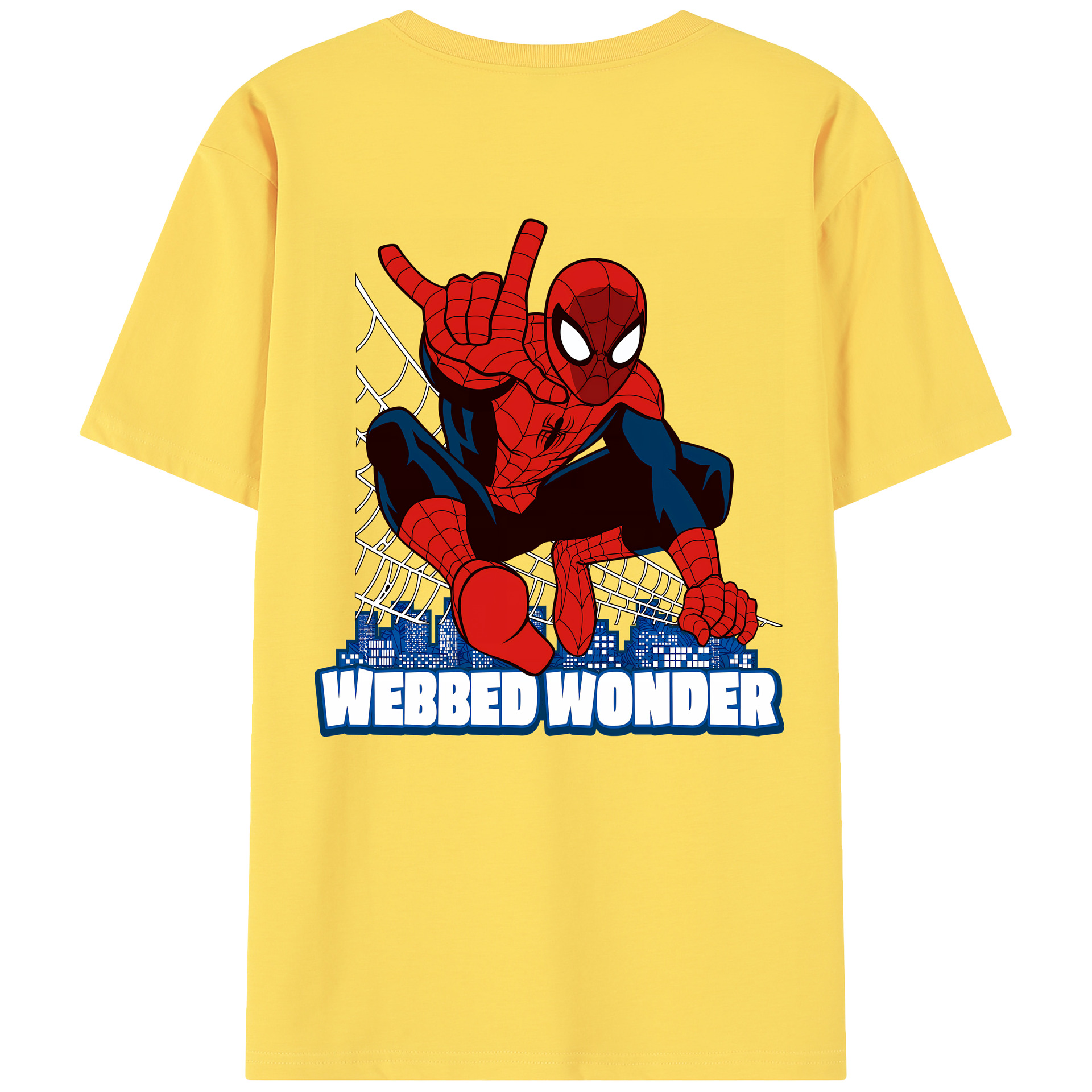 （画像用） Spider Man スパイダーマン 綿100％半袖Tシャツ（背面プリント）