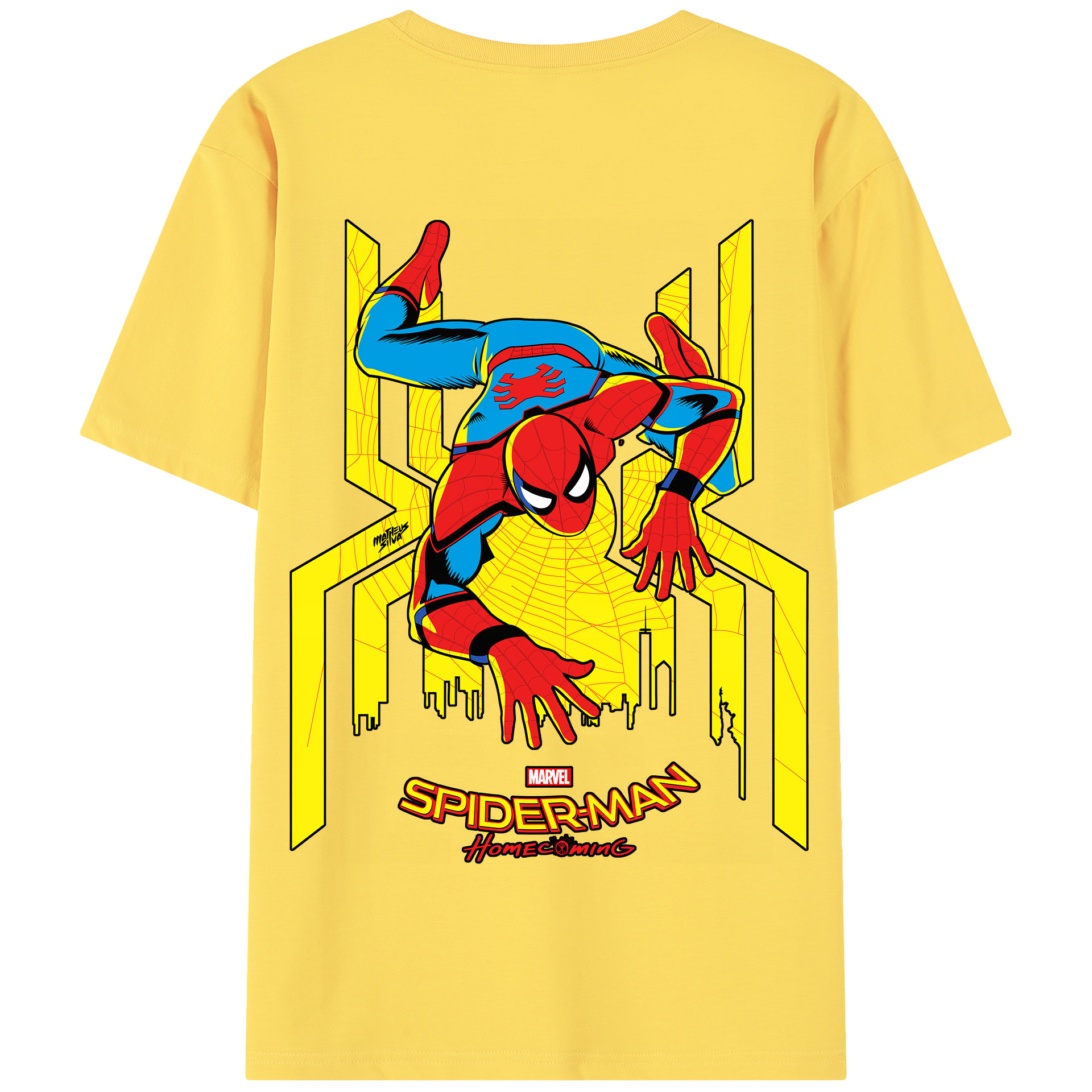 （画像用） Spider Man スパイダーマン 綿100％半袖Tシャツ（背面プリント）