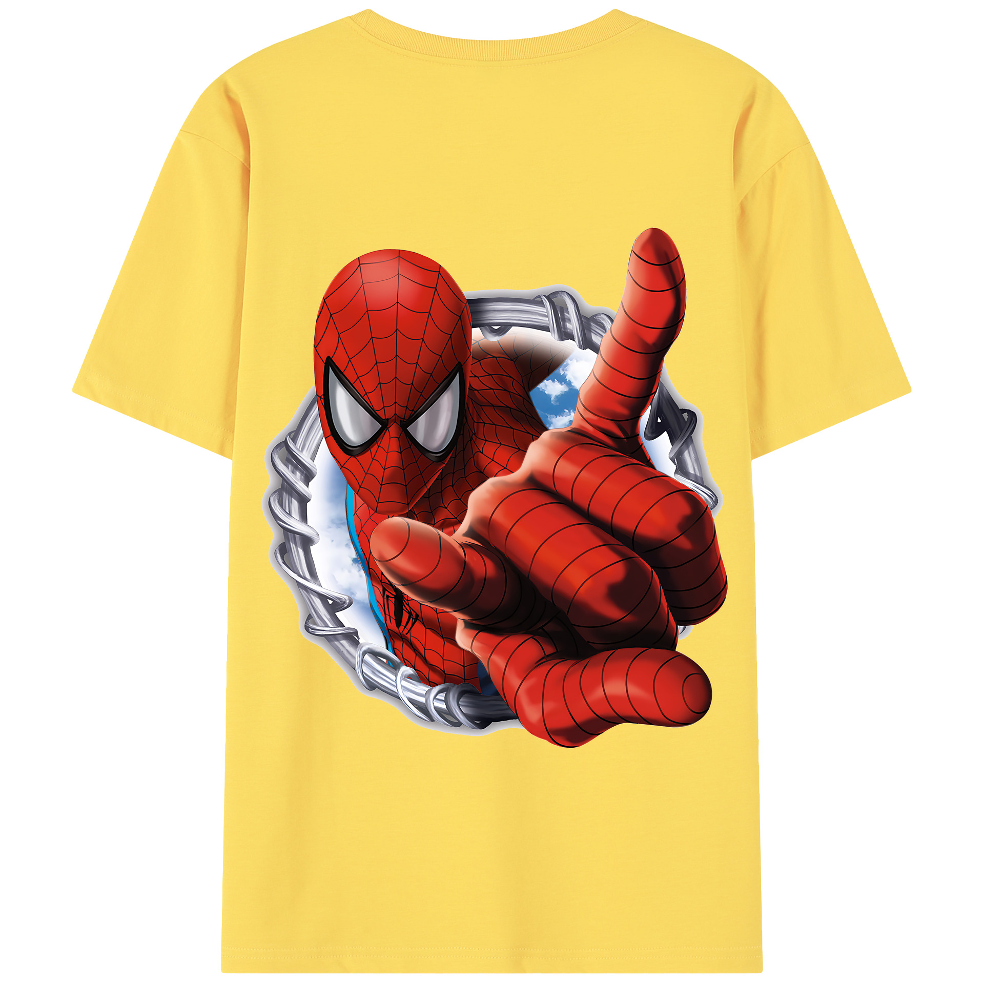（画像用） Spider Man スパイダーマン 綿100％半袖Tシャツ（背面プリント）